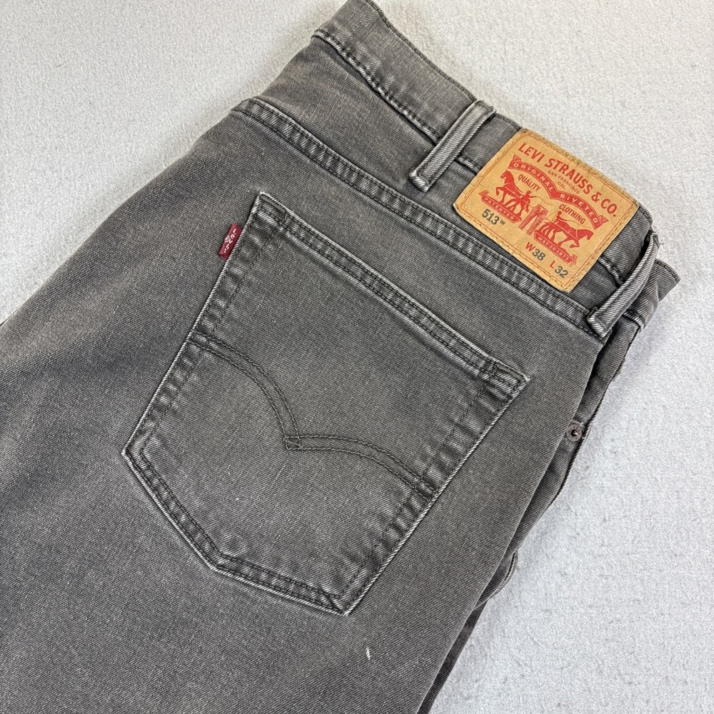 Levi's Jeans 38x32 Men Slim Straight Fit‎ 513 Zip Fly Jean Charcoal Fade